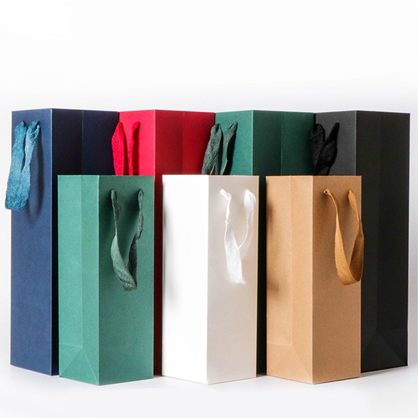 Solid Paper Bag with Wide Cotton Handle