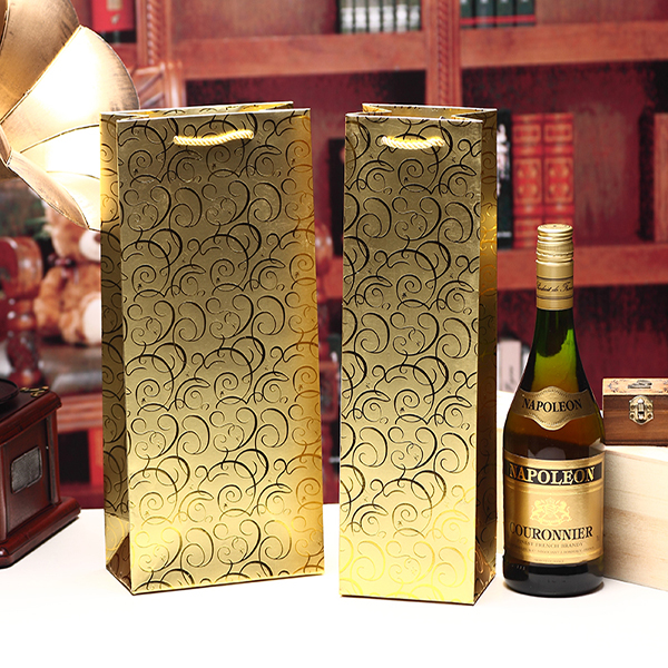 Golden UV Paper Wine Packing Bag