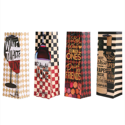 Laminated Artpaper Wine Bag With Full-color Printing