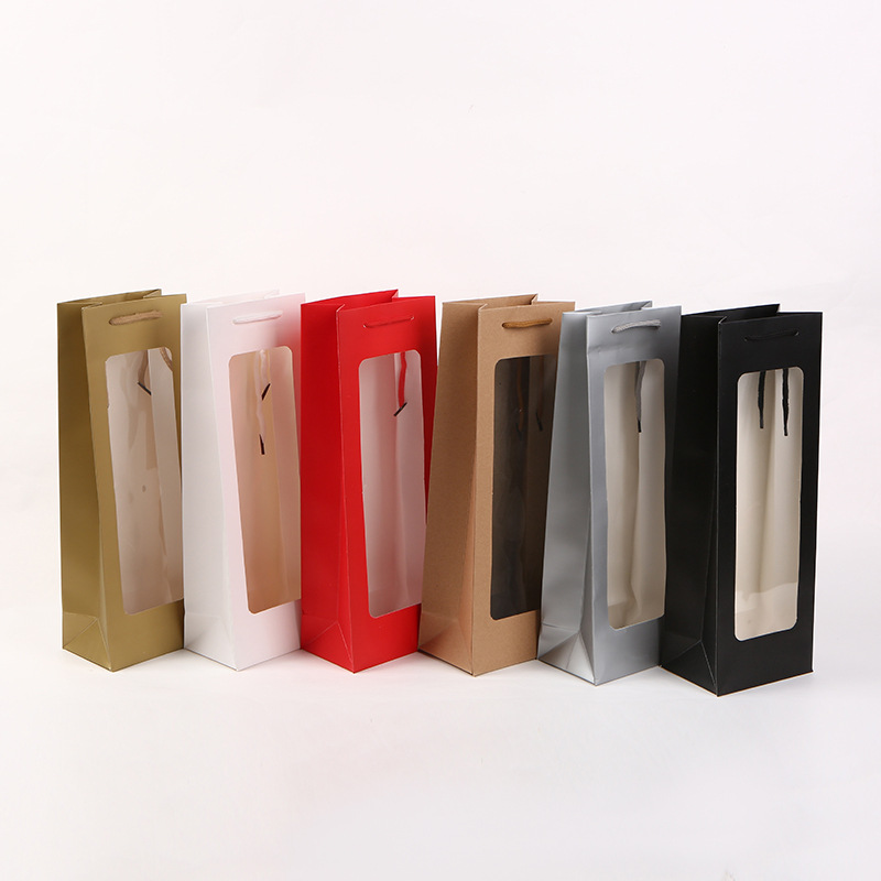 Visiable Paper Wine Bag Transparent Window Bags