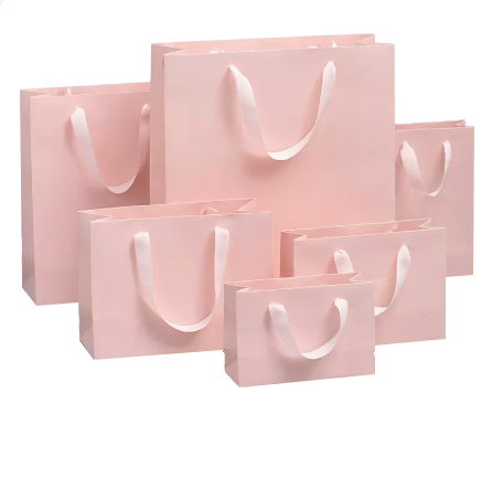 Light Pink Gift Bags With Ribbon Handles